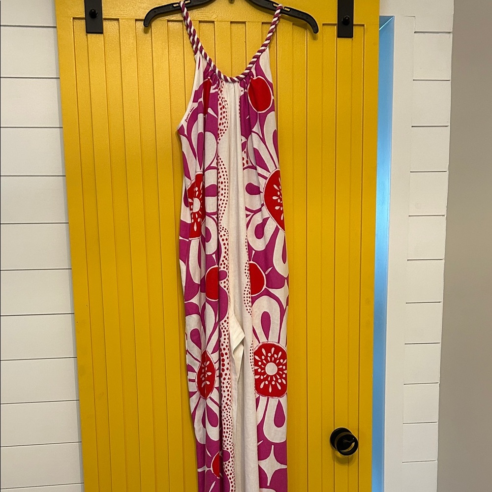 FARM Rio Pink and Red Floral Jumpsuit